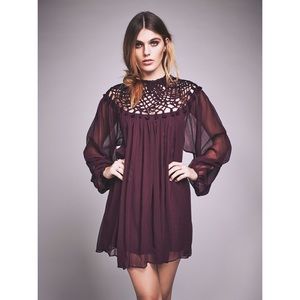 ✨NEW ✨ Free People Macrame Mini Dress XS Plum