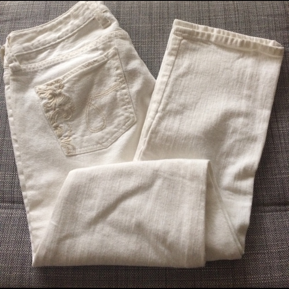 Embroidered White Jeans