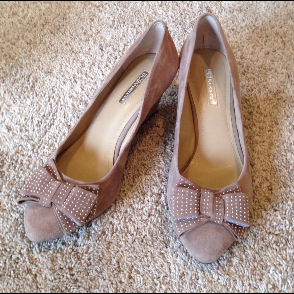 BCBG leather Suede Wedge Shoe