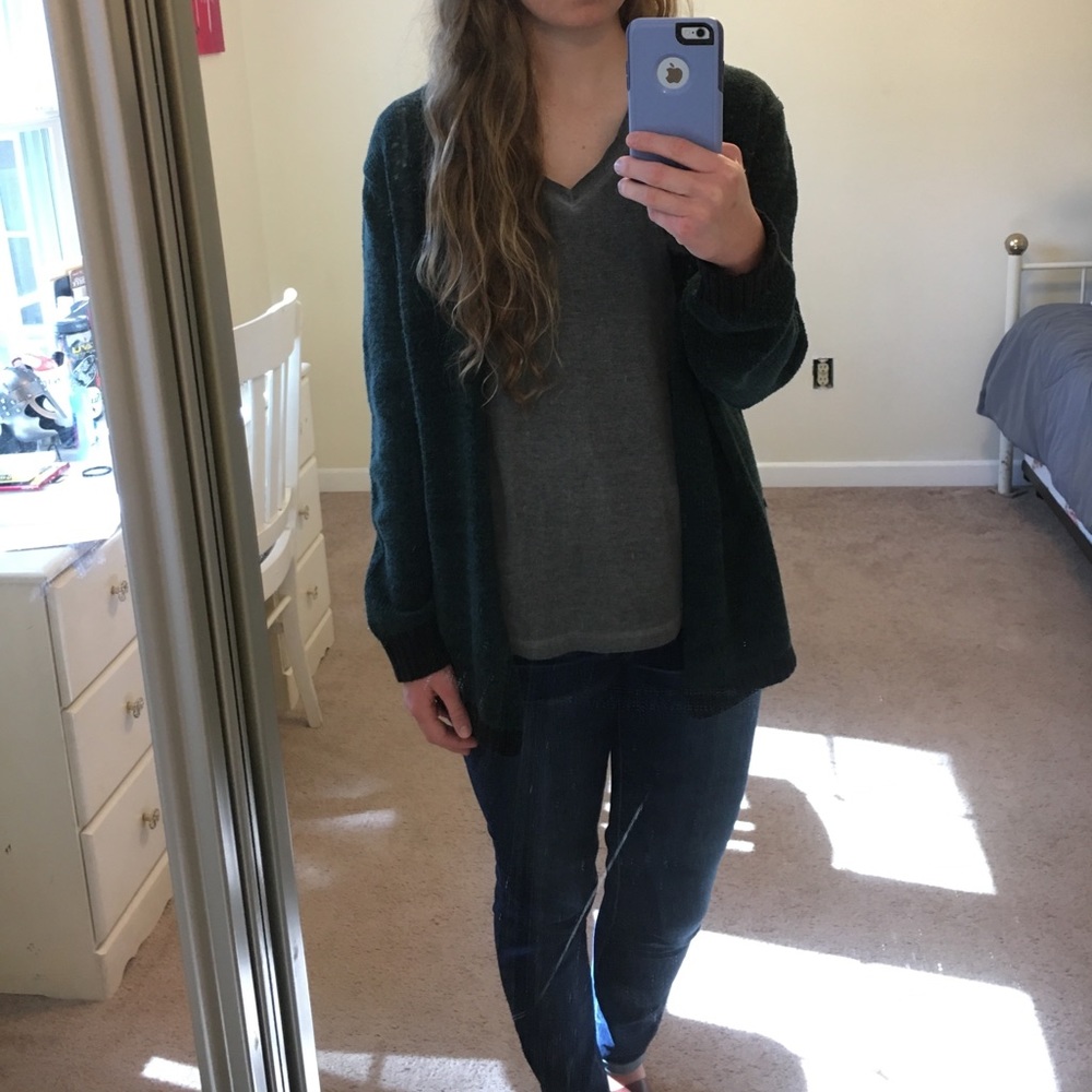 Dark green and black cardigan