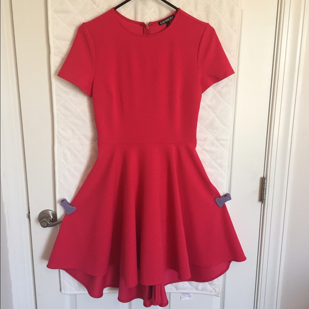 Express Bright Red Short Sleeve Dress Sz XS