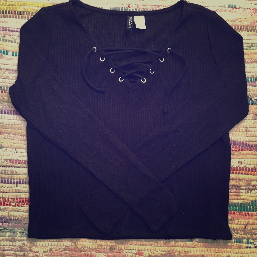 Lace Up Knit Top