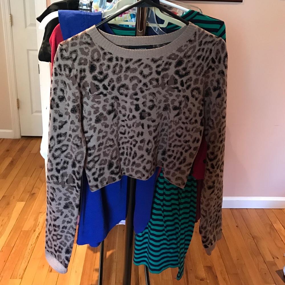Olivaceous Cropped Cheetah Sweater