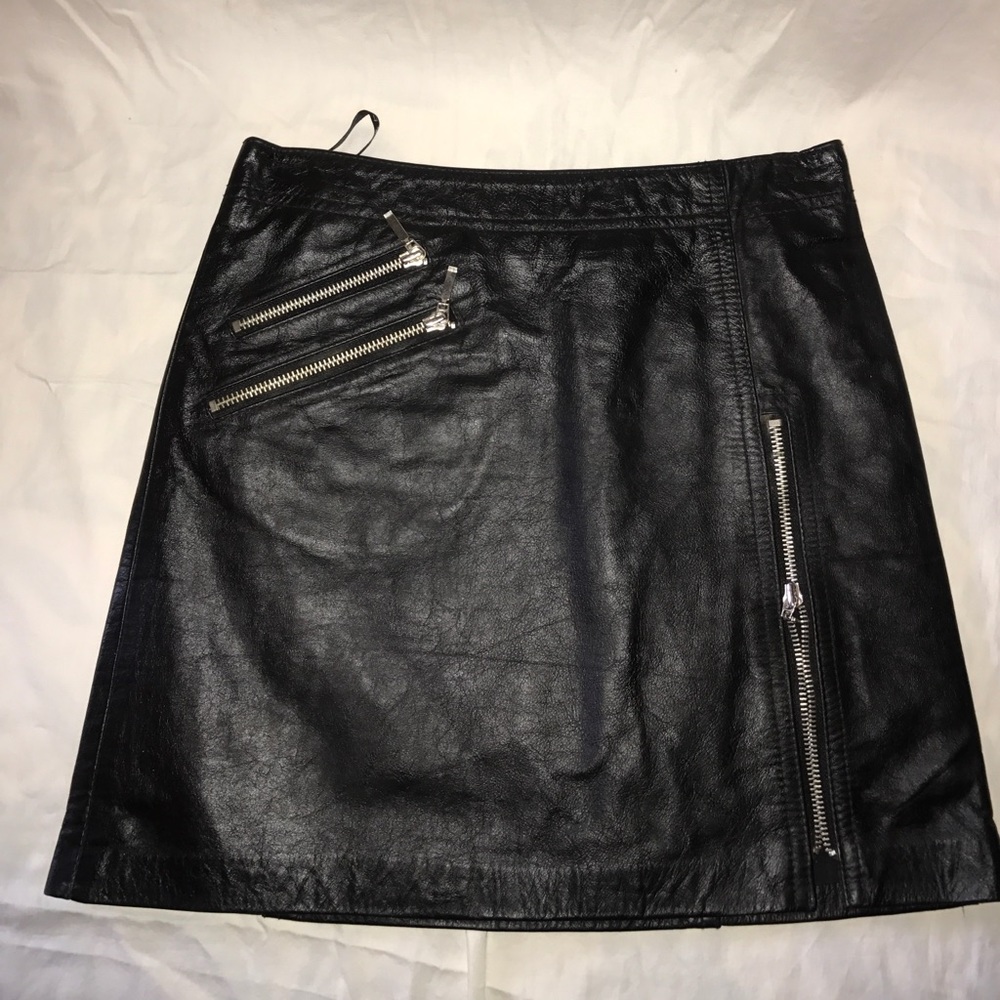 Sexy black leather mini skirt