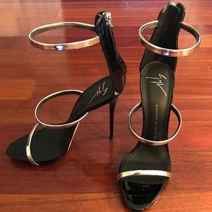 Giuseppe Zanotti Black and Silver Heels