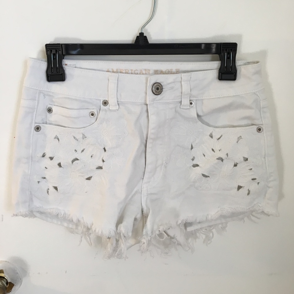 American Eagle White Cutoff Shorts