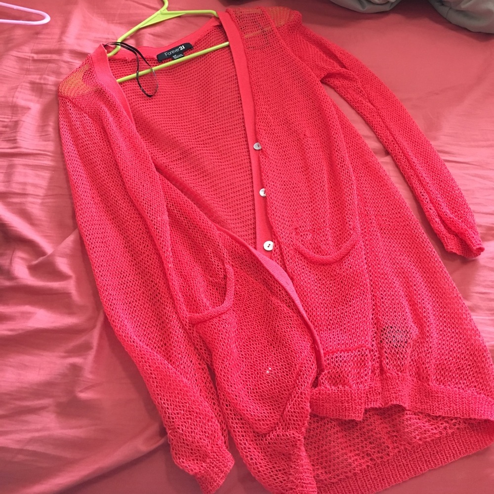 See through cardigan.