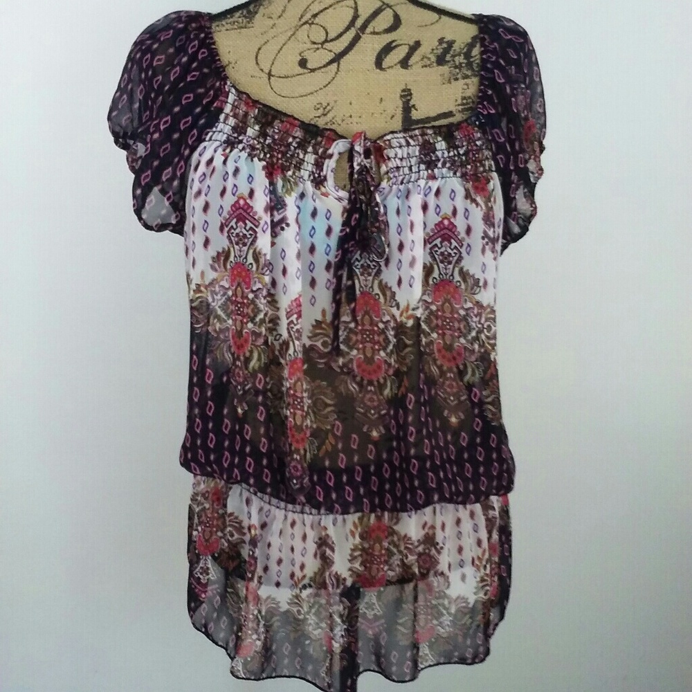 Twenty One Top Boho Sheer Size Large