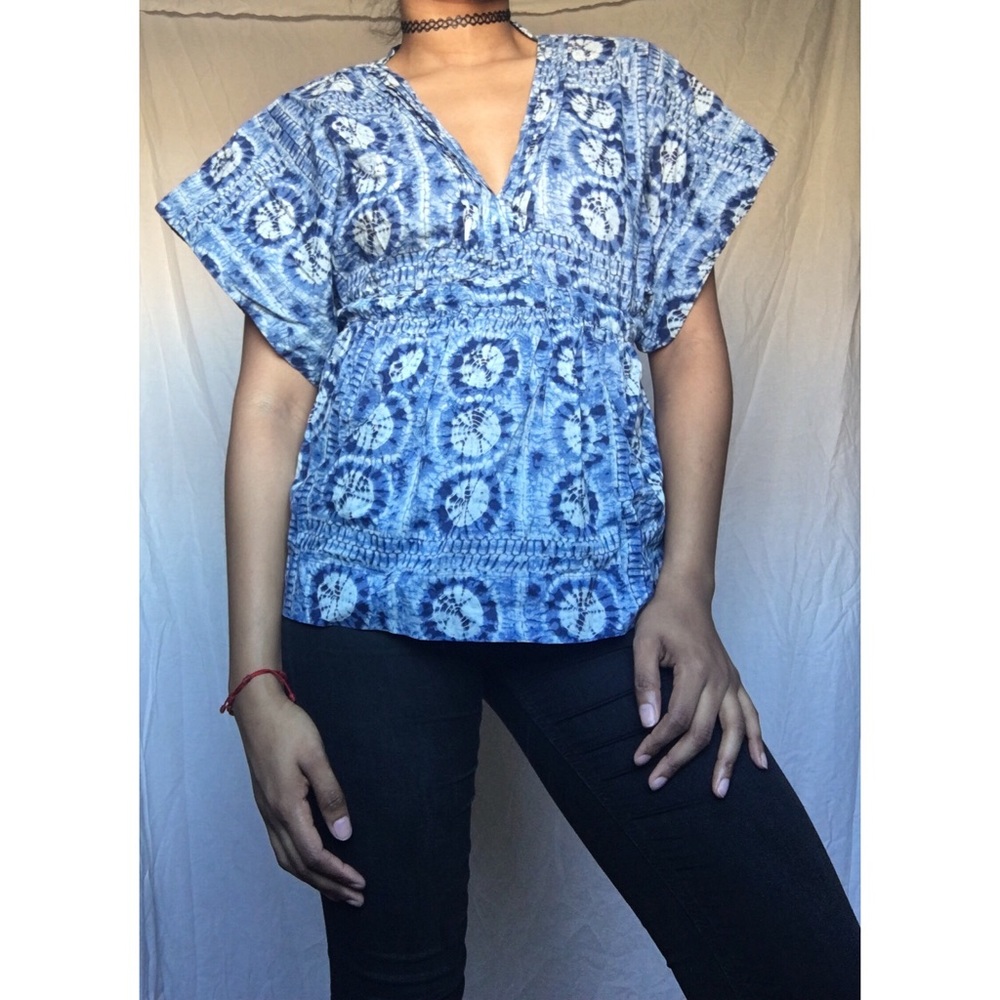 Fit and Flare Print Blouse