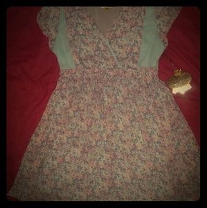 Princess Vera Wang Floral Ruched Peasant Dress New