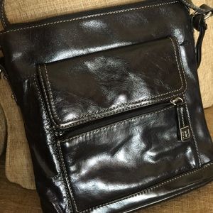 Gianni Bernini Black Leather Cross Body Bag