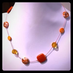 Handmade necklace with stone and glass beads