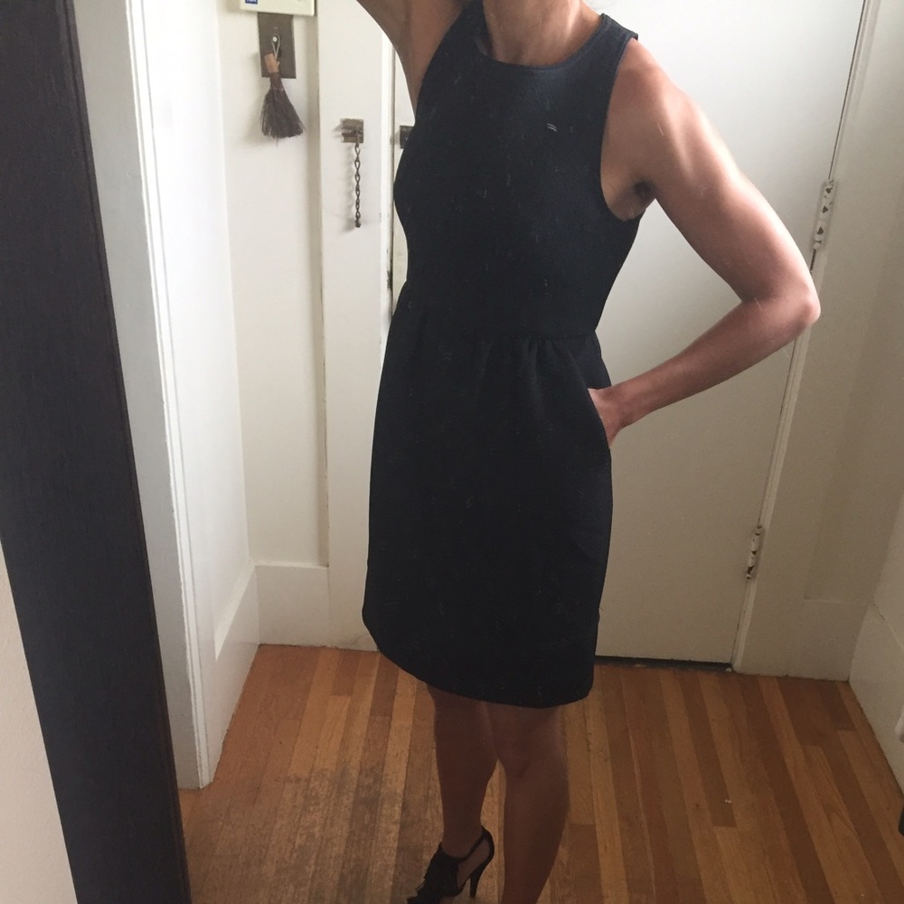 Anthropologie - Maeve black dress/green lining. 6P