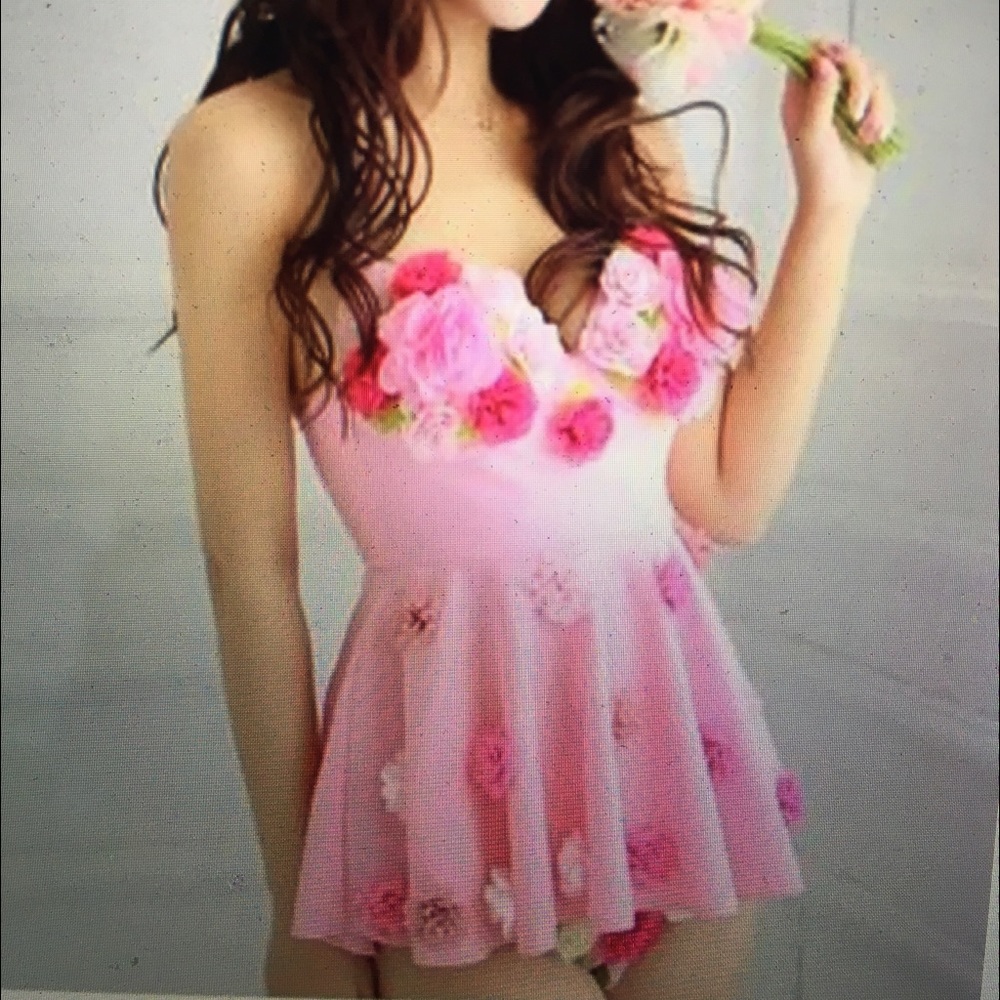 korean style swimming suite Bra bikini rose flower