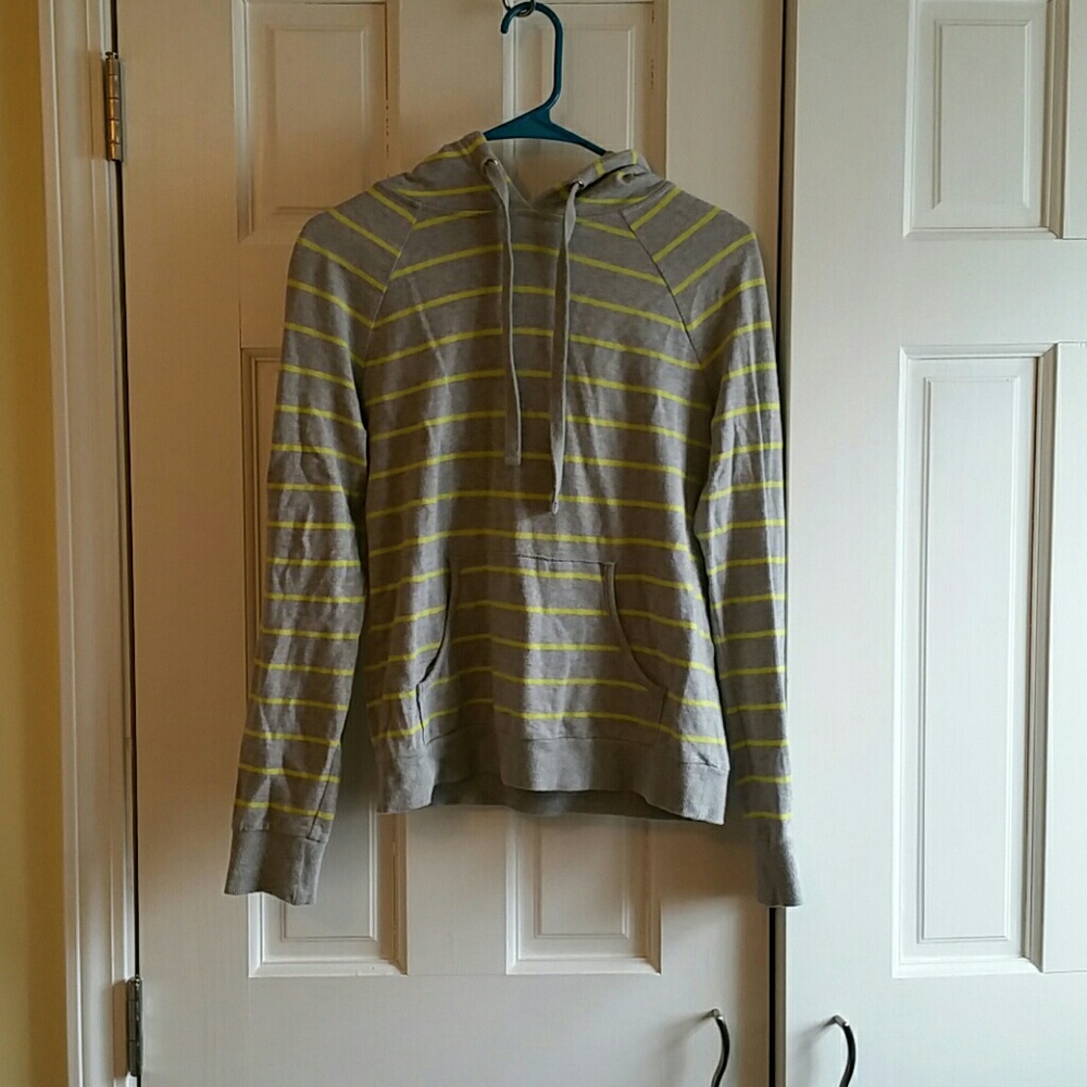 Grey and Yellow Stripped Hoodie