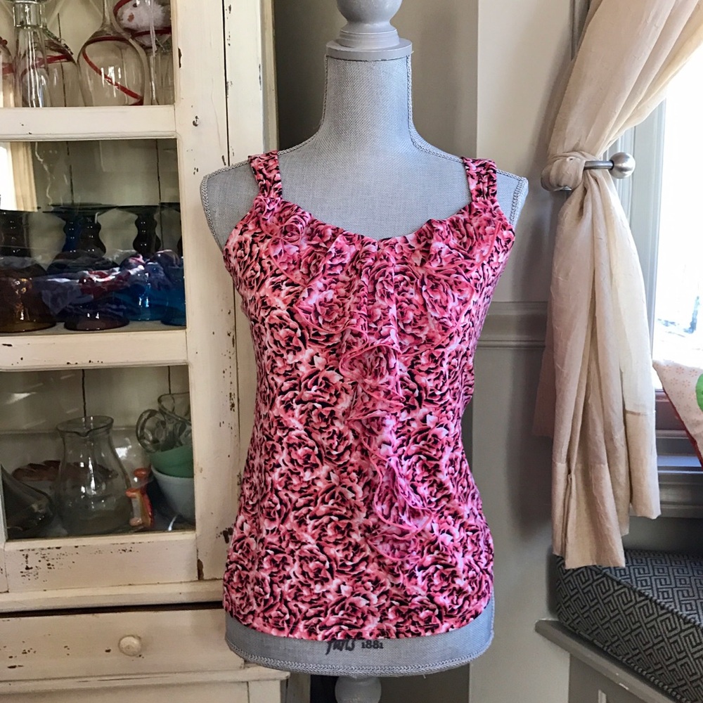 White House Black Market Pink Floral Tank Top
