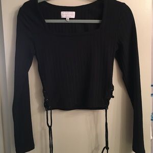 Kendall & Kylie Square Neck Top w/ Side Ties