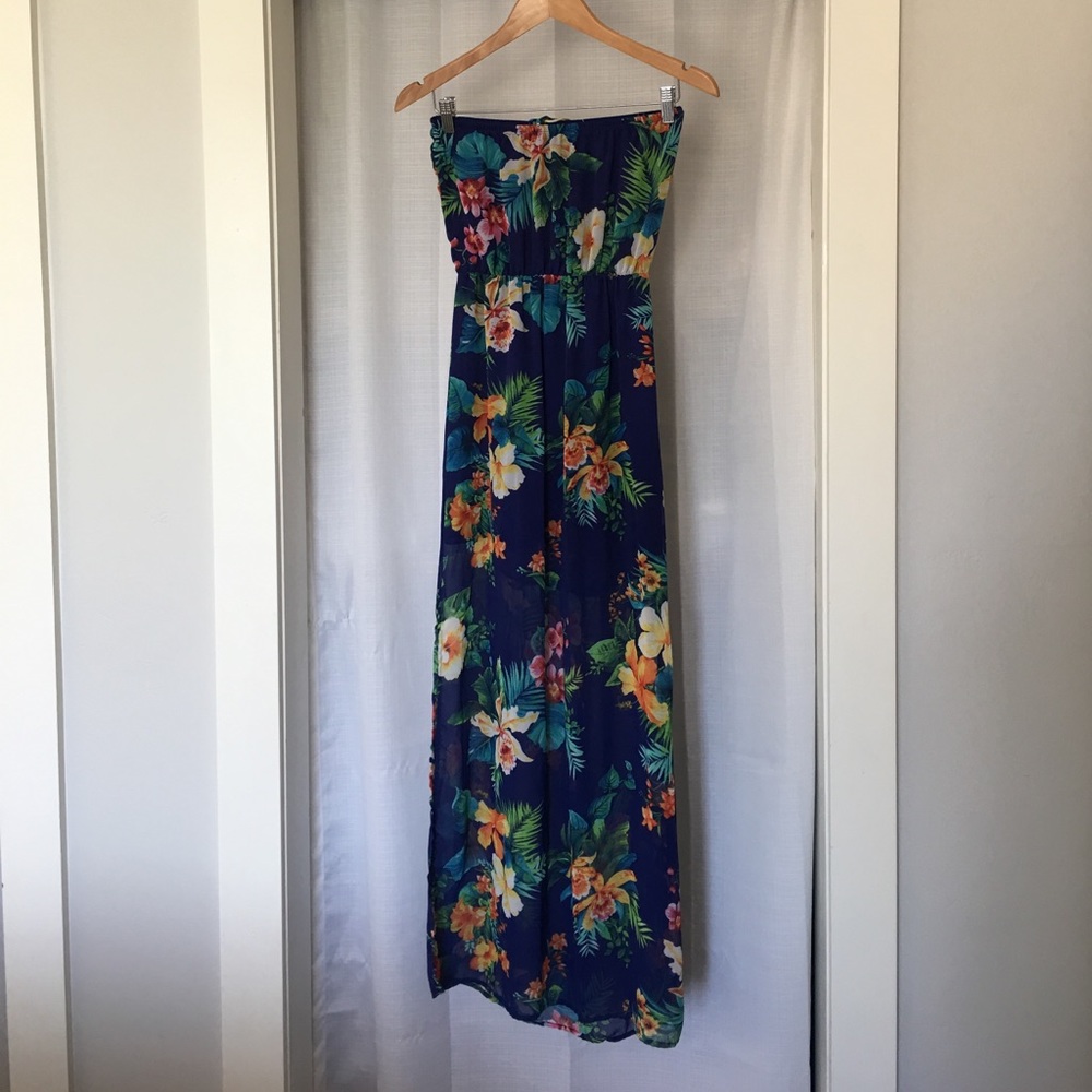 Strapless Tropical Maxi Dress - Picture 2 of 2