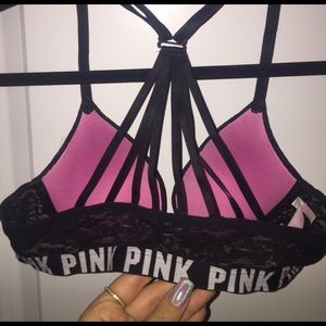 Pink push up front clasping bra