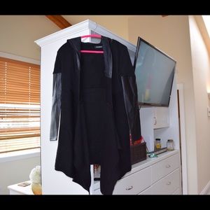 Knit leather cardigan