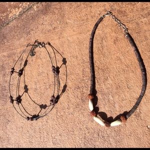 Brown wooden bead necklaces