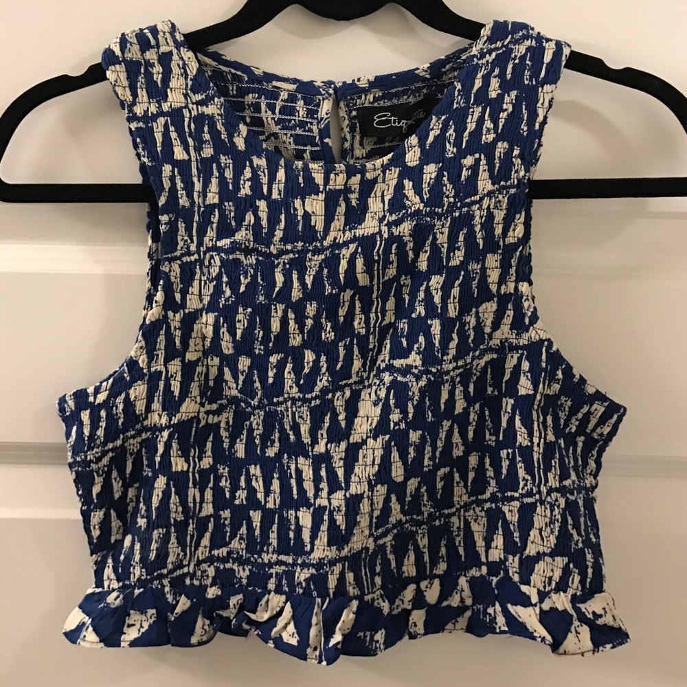 Navy and White Crop Top