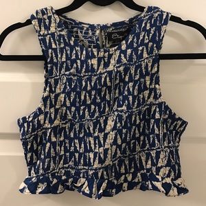 Navy and White Crop Top