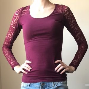 Burgundy Lace Top