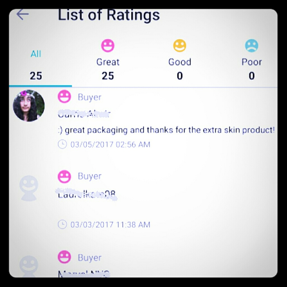100% "Great" rating from buyers!!