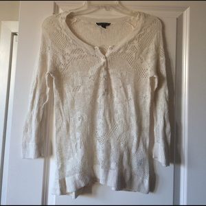 American Eagle crochet knit henley top