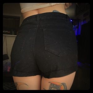Classic Black Jean High Waisted Shorts