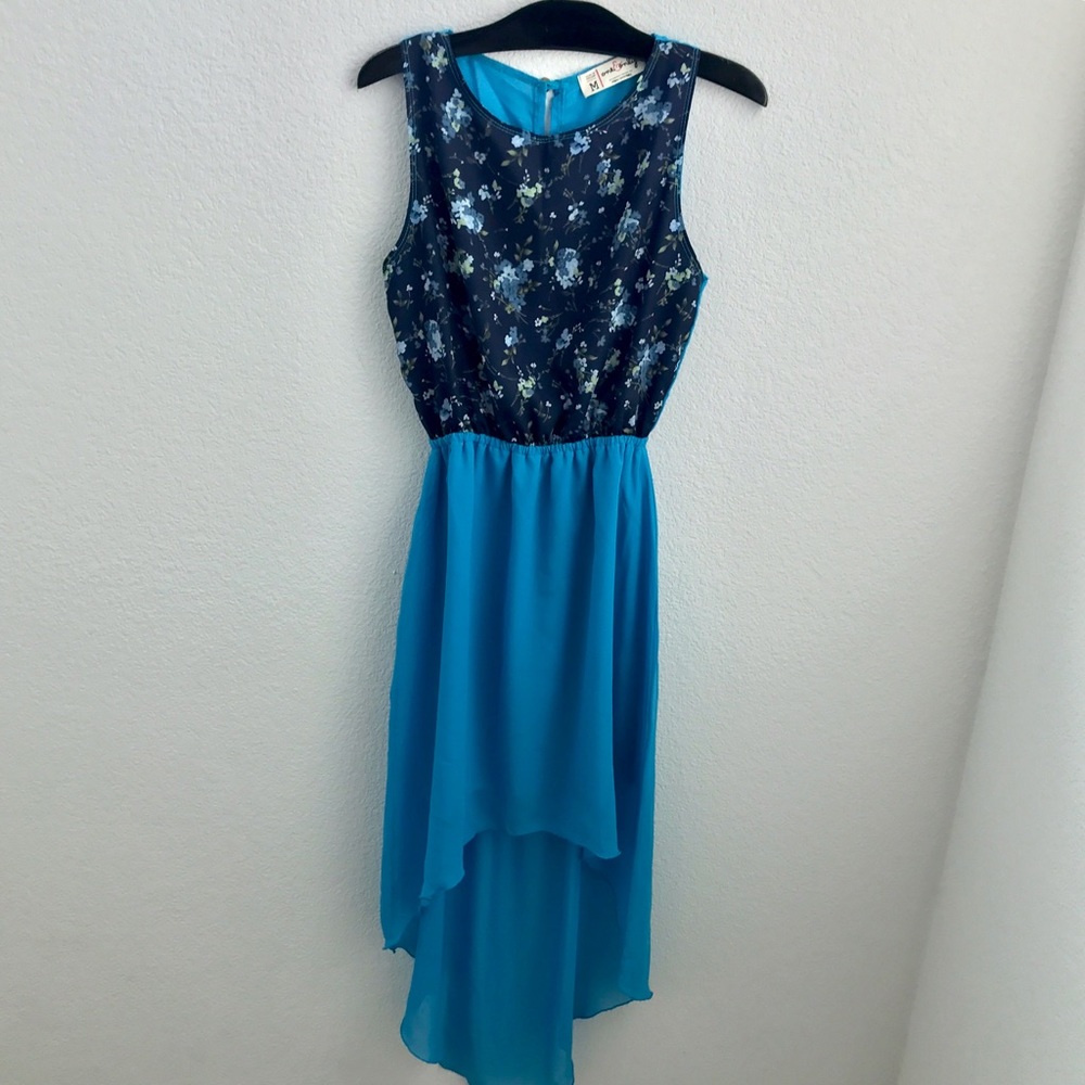 🌎Blue floral high low dress🌎