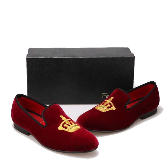 FerucciMale Burgundy Velvet Loafers