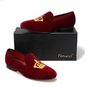 FerucciMale Burgundy Velvet Loafers