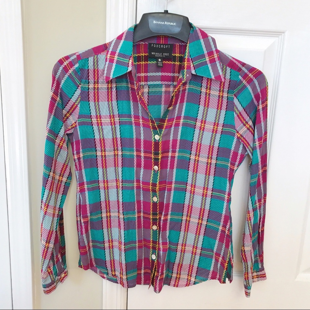 Plaid Button-Down Blouse - image 1