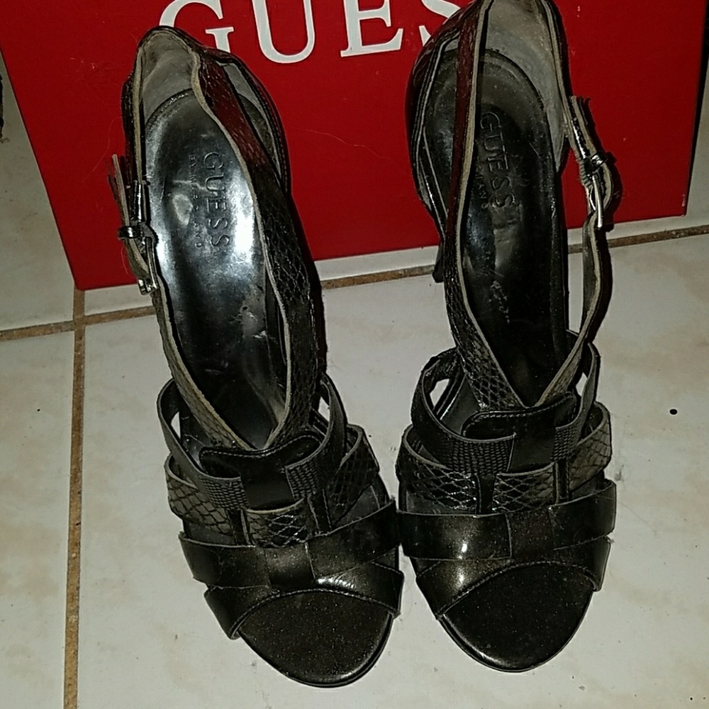 Snakeskin Silver Heels by GUESS by Marciano