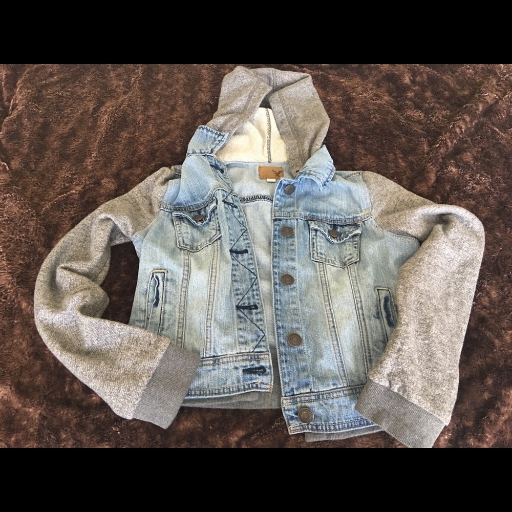 American Eagle Outfitters Jean Jacket with Hoodie