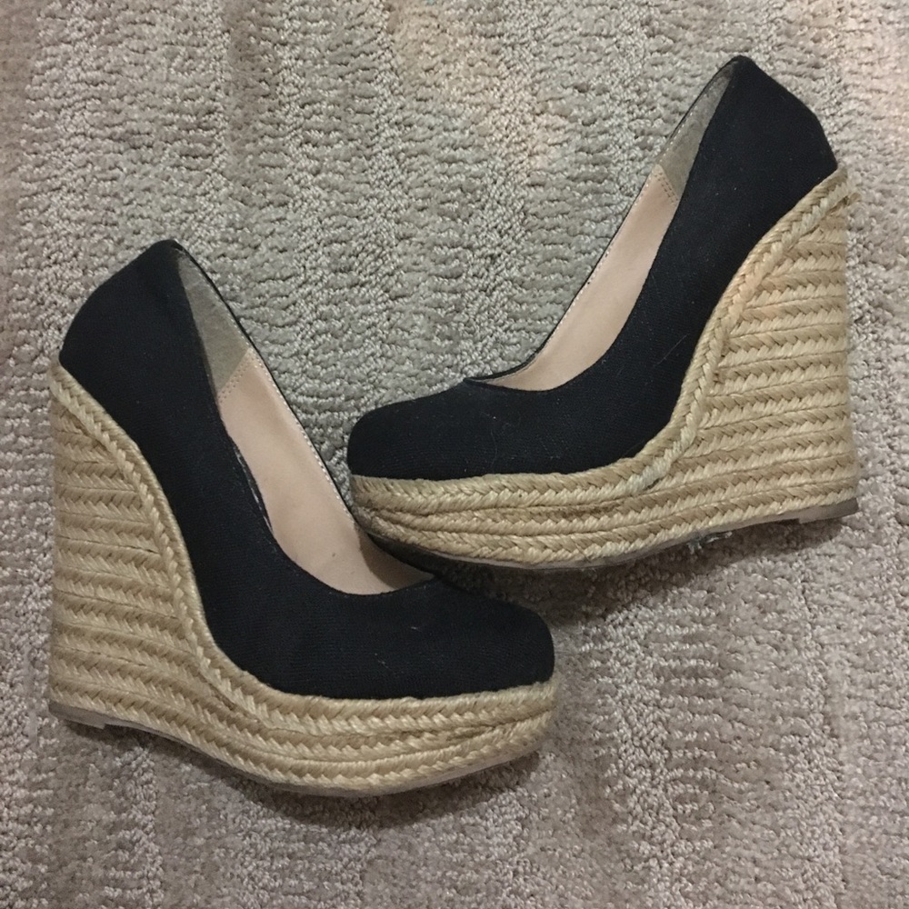 Black Wedge Sandals
