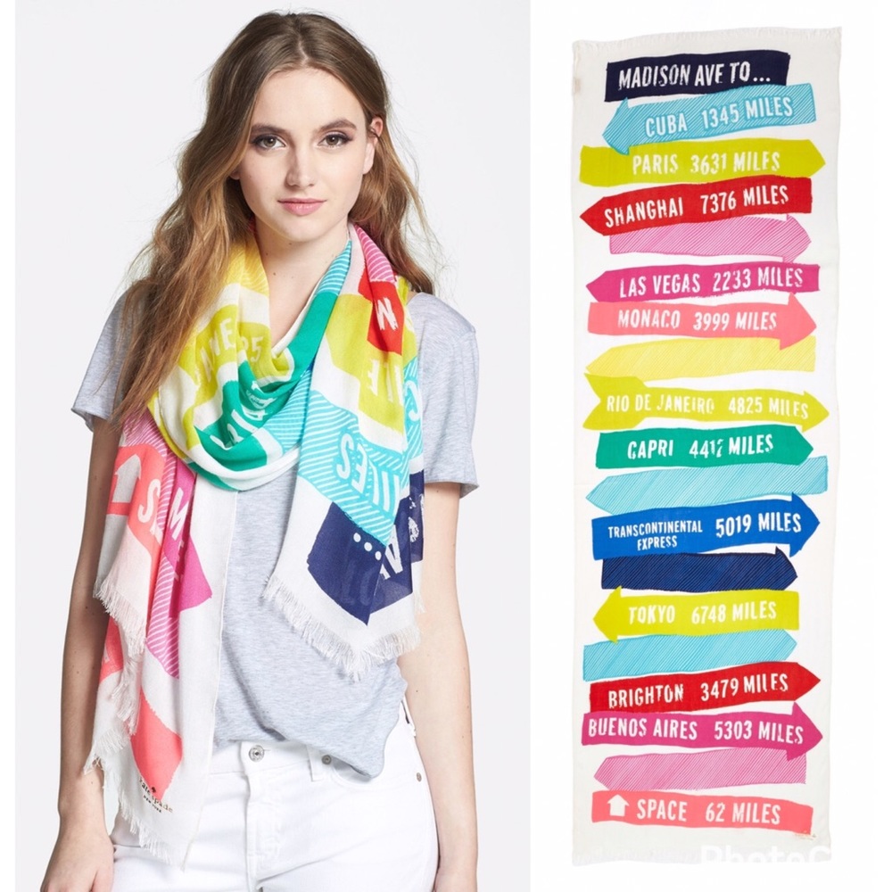 HTF Kate Spade "Sign Post" Multicolor Scarf