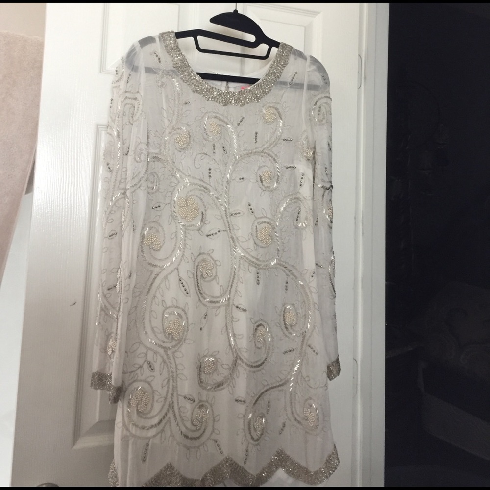 Free people curling vines beaded shirt dress