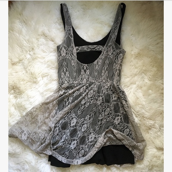 Cute Grey Lace Dress - Picture 2 of 4