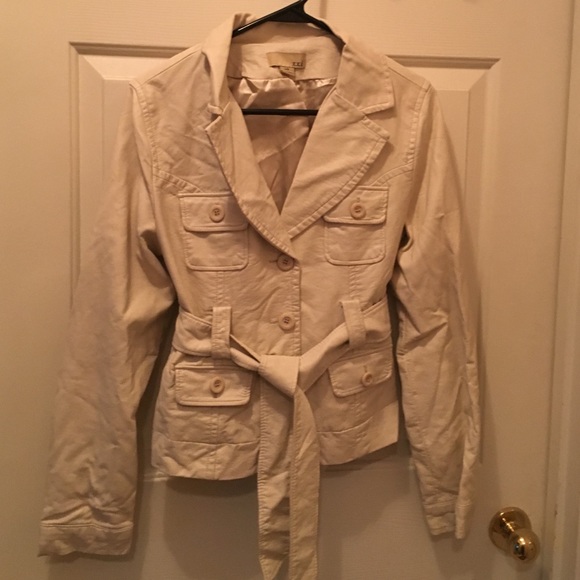Forever 21 faux leather cream jacket.  Size L. - Picture 2 of 4