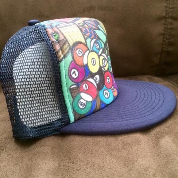 Locals Bar pool hall hand-drawn trucker cap - Picture 4 of 5