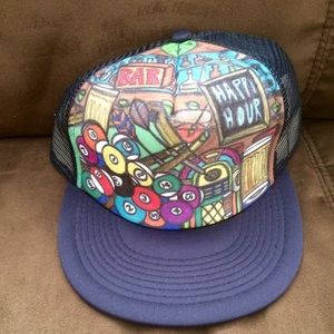 Locals Bar pool hall hand-drawn trucker cap