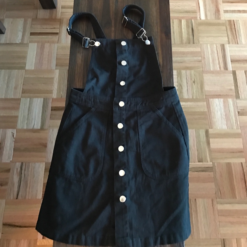 Black denim overall dress