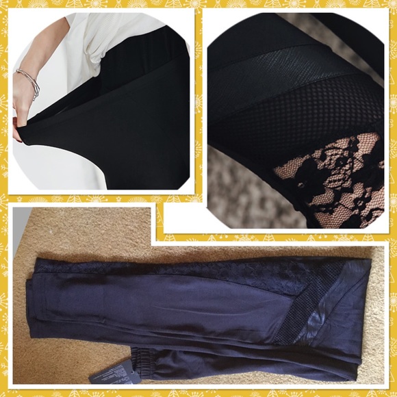 Leather / Lace patch leggings - Picture 2 of 2