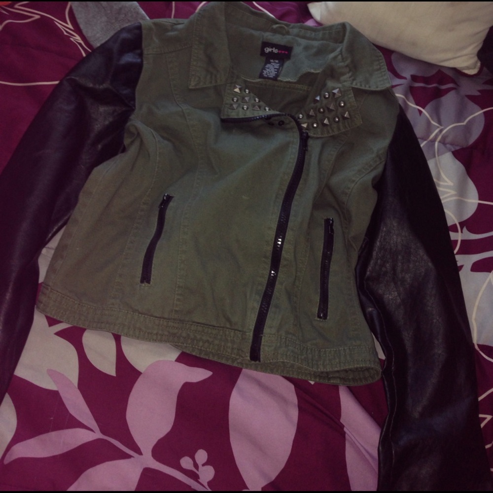 Olive green studded jacket