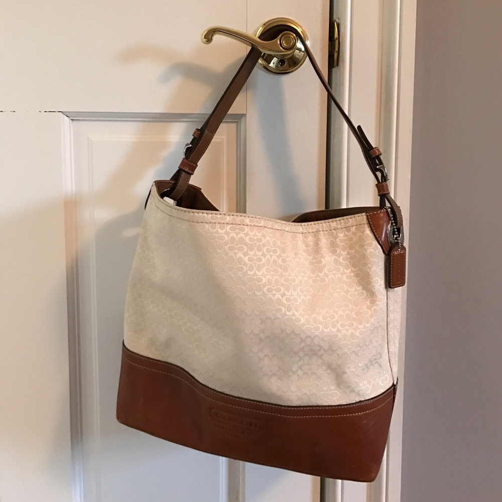 Cream/brown Coach shoulder bag