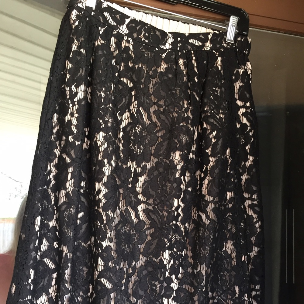 JCREW black lace knee length skirt