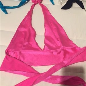 Pink tie-able halter top